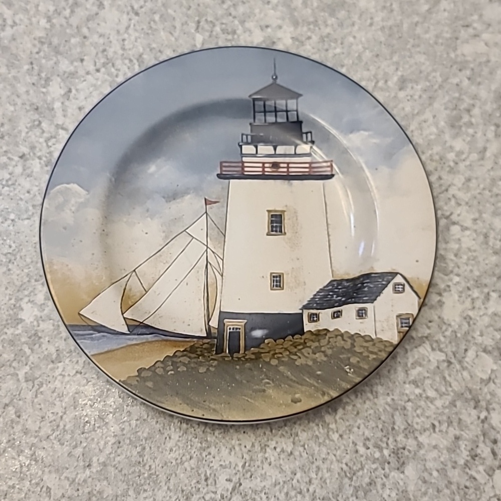 ONEIDA Lighthouse Themed Ceramic Plate Set The Art of Dining by the Sea - Picture 2 of 6